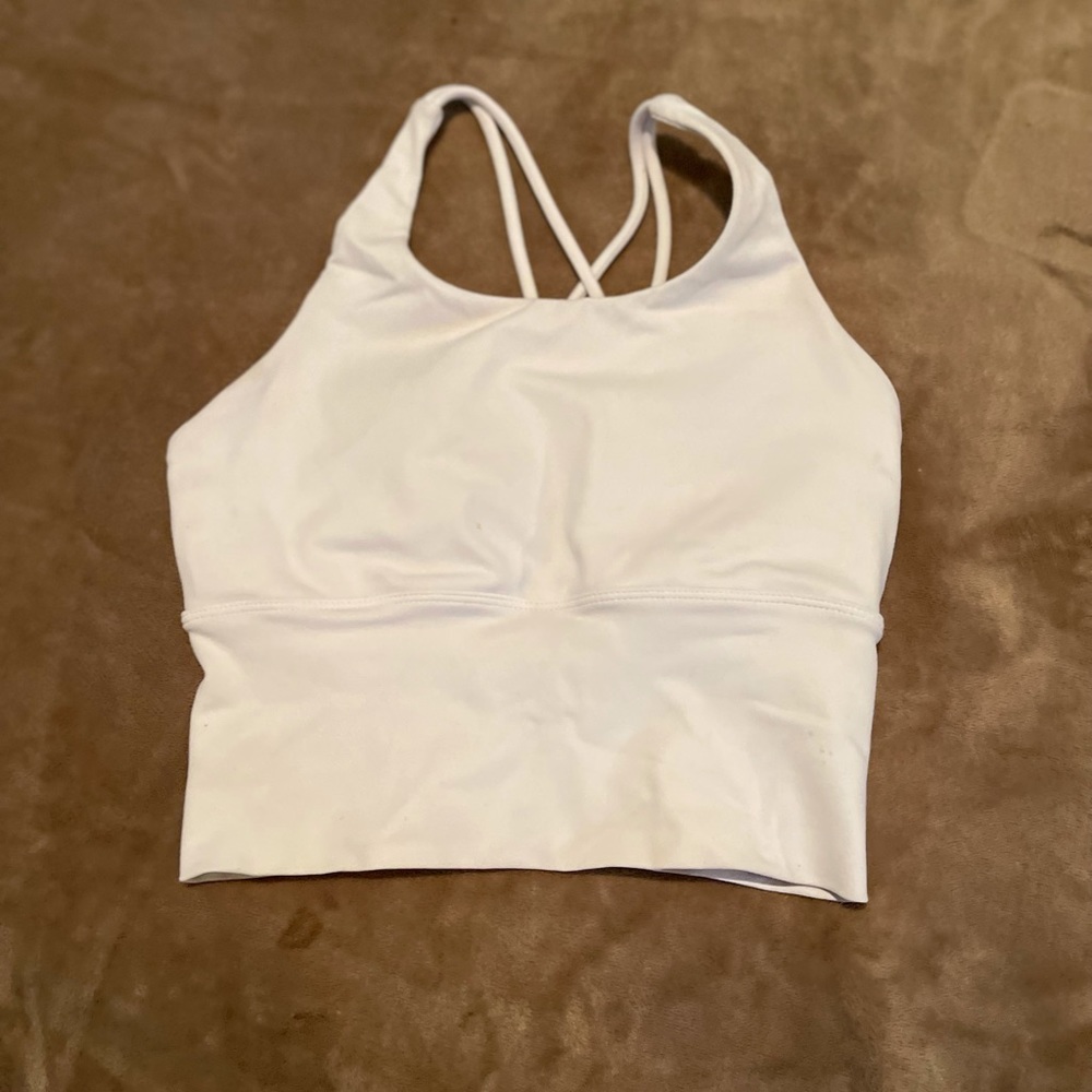 White open back sports bra
